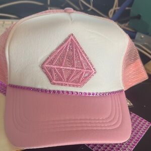 Pink Glitter Diamond ladies trucker cap
